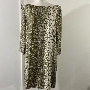 J. Crew Olive and Cream Long Sleeve Dress